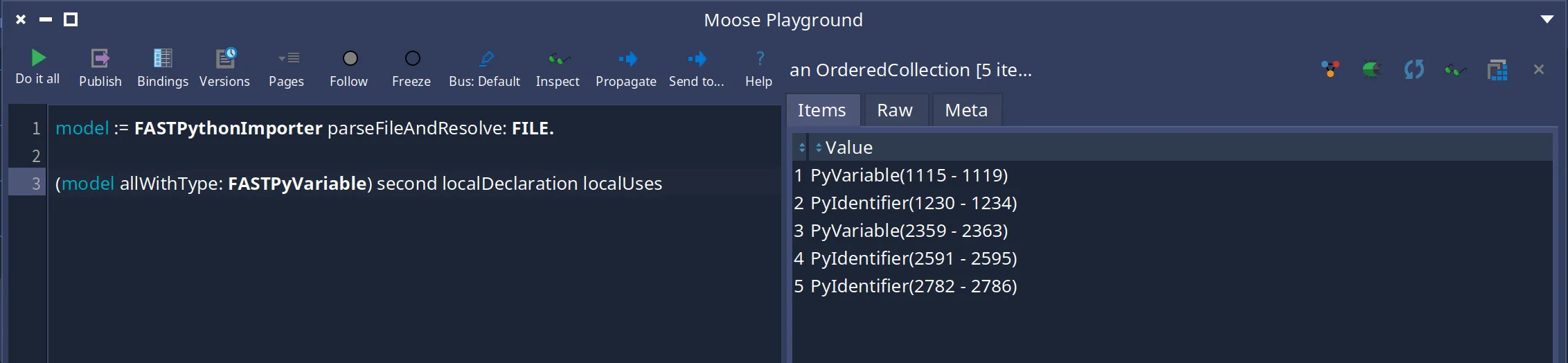 An example of the local resolution of a module