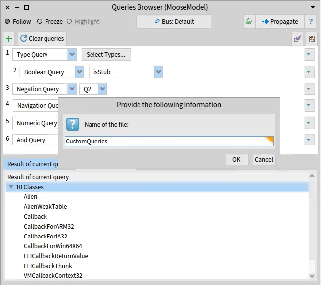 "Save queries as"