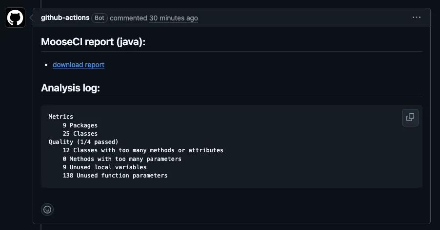 MooseCI comment on a pull request