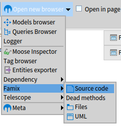 Opening source code browser