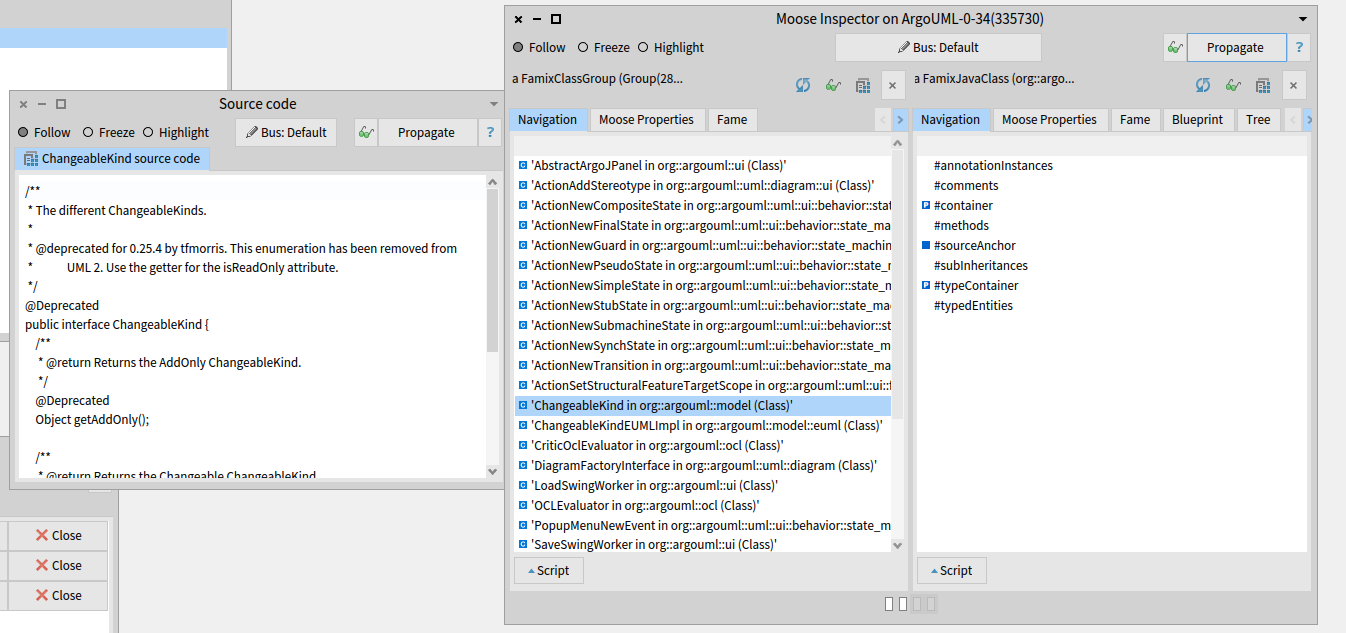 Propagate to source code browser